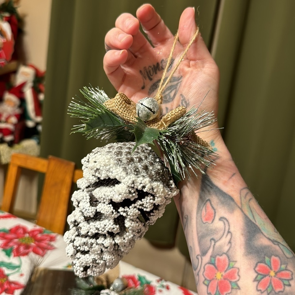 Rustic Frosted Pinecone Ornament Christmas Pinecone Ornaments Woodland Pinecone - Picture 6 of 6